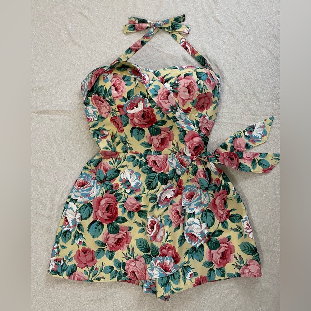 Vintage Inspired Floral Sarong Playsuit